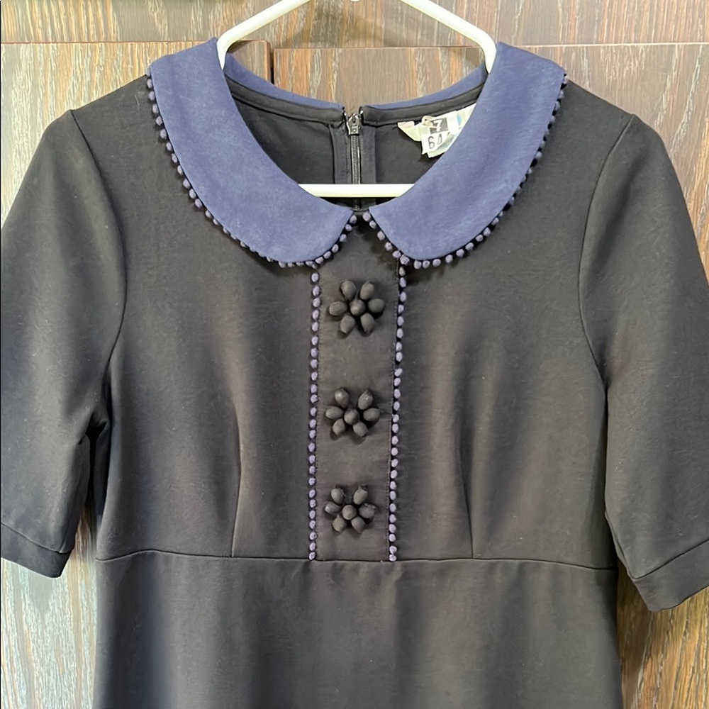 Black Dress with Navy Collar, Retro Look, Goth, 8 - Picture 2 of 9